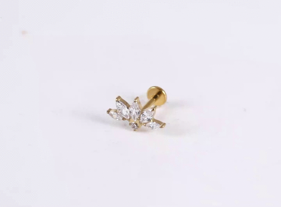ADLBJ34 G-23 TITANIUM INTERNAL THREAD LABRET WITH CZ