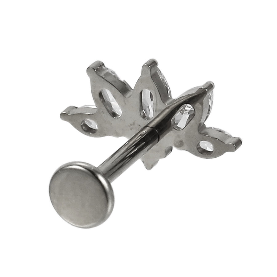AAB Co G23 titanium internal thread labret with CZ cluster design in silver finish
