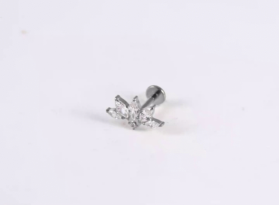 ADLBJ34 G-23 TITANIUM INTERNAL THREAD LABRET WITH CZ