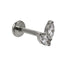 AAB Co G23 titanium internal thread labret with CZ marquise design in 14K gold finish
