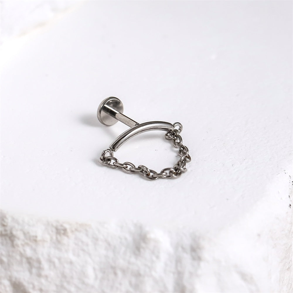 ADLBS11 G-23 TITANIUM INTERNAL THREAD LABRET WITH BAR CHAIN