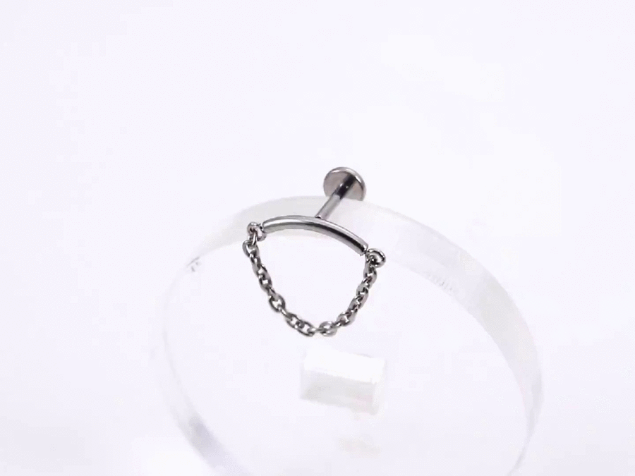 ADLBS11 G-23 TITANIUM INTERNAL THREAD LABRET WITH BAR CHAIN