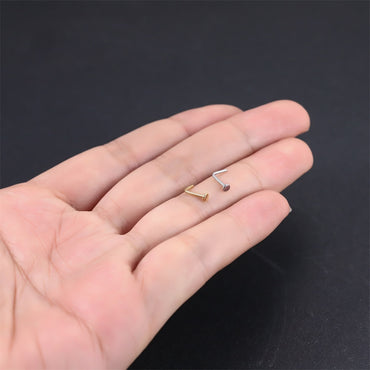 BBN28 STAINLESS STEEL L-SHAPE NOSE STUD WITH ROUND SHAPE