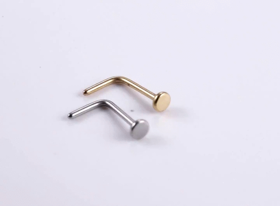 BBN28 STAINLESS STEEL L-SHAPE NOSE STUD WITH ROUND SHAPE