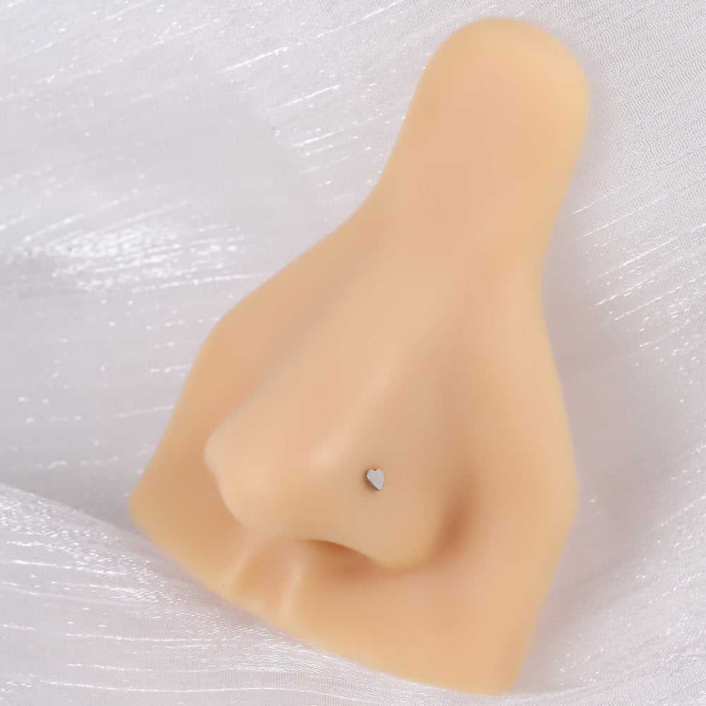 BBN30 STAINLESS STEEL L-SHAPE NOSE STUD WITH HEART DESIGN