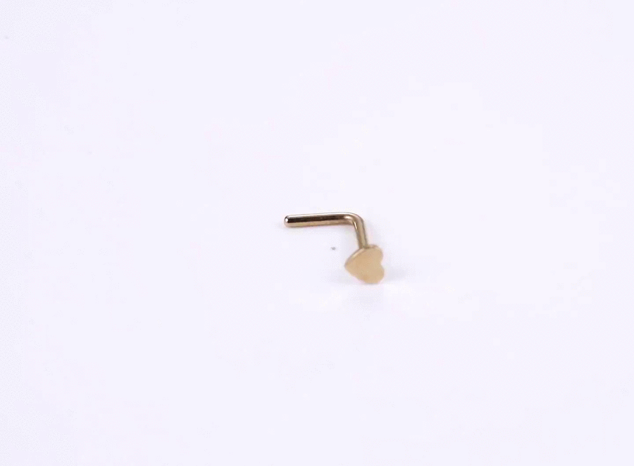 BBN30 STAINLESS STEEL L-SHAPE NOSE STUD WITH HEART DESIGN