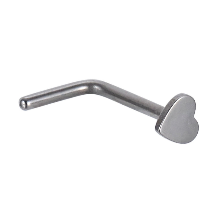 BBN30 STAINLESS STEEL L-SHAPE NOSE STUD WITH HEART DESIGN