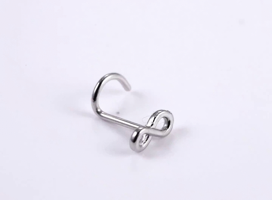 BBN31 STAINLESS STEEL L-SHAPE NOSE STUD WITH INFINITY DESIGN