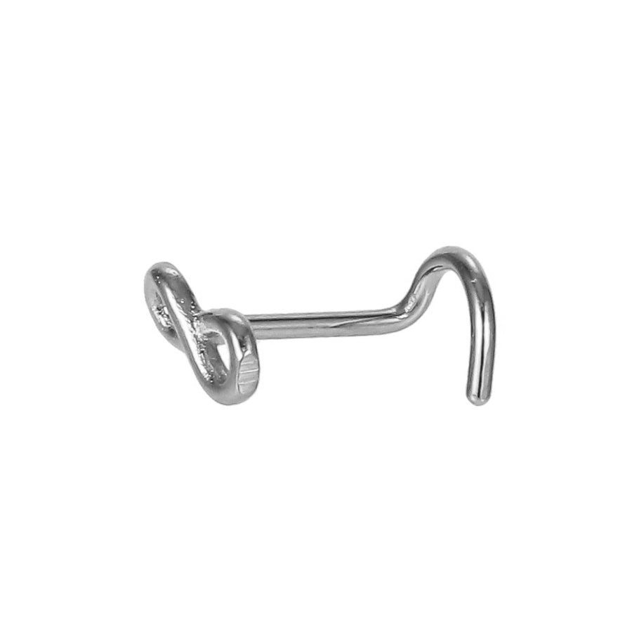 BBN31 STAINLESS STEEL L-SHAPE NOSE STUD WITH INFINITY DESIGN