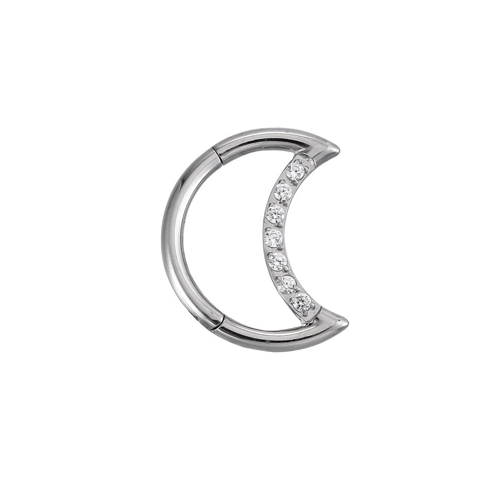 BCM56 Stainless Steel Hinged BCR with CZ(moon shape)