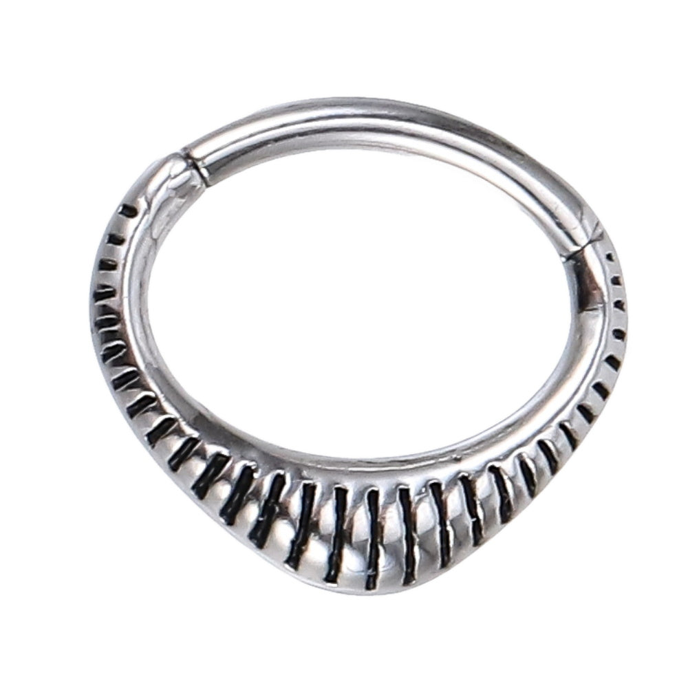 AAB Co stainless steel hinged BCR with line design in black oil finish
