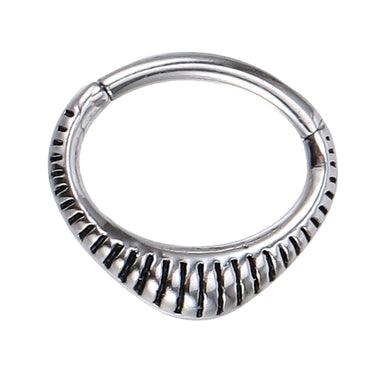 AAB Co stainless steel hinged BCR with line design in black oil finish
