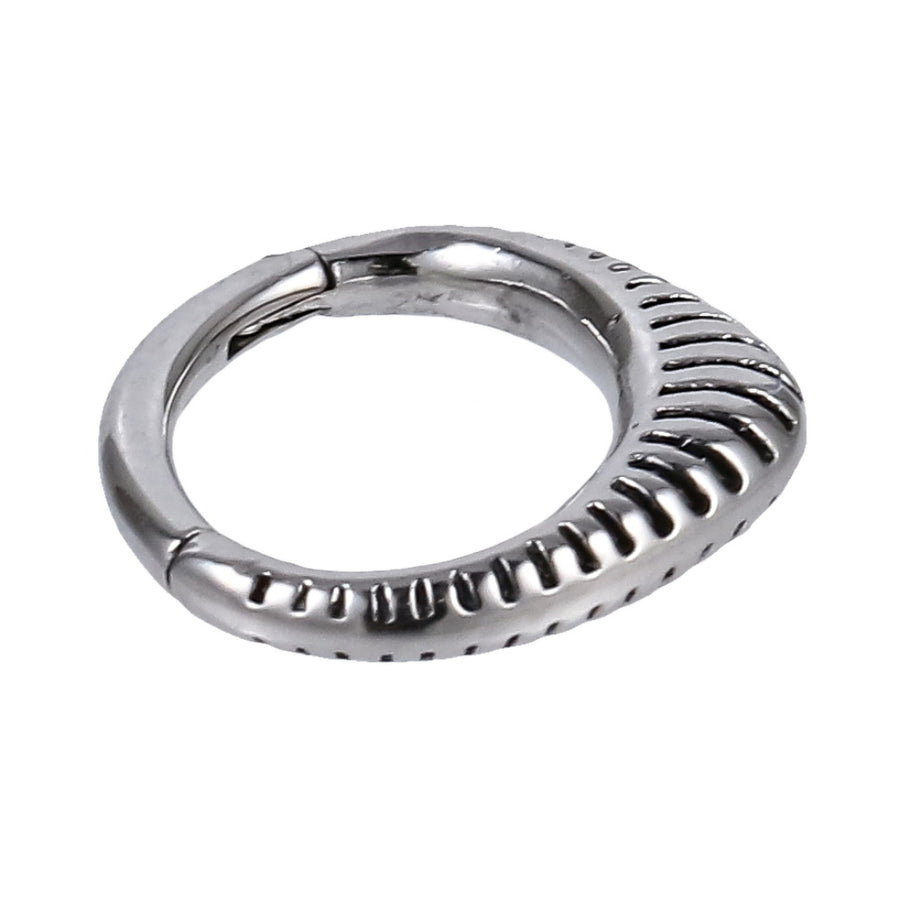 AAB Co stainless steel hinged BCR with line design in black oil finish

