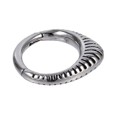 AAB Co stainless steel hinged BCR with line design in black oil finish
