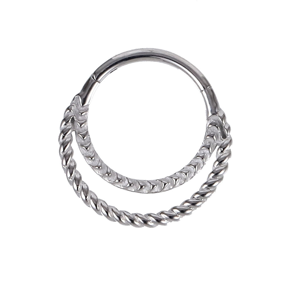 AAB Co stainless steel hinged BCR with rope design piercing ring
