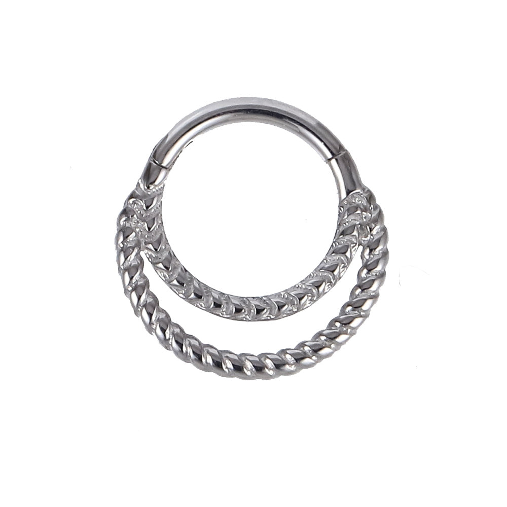 AAB Co stainless steel hinged BCR with rope design piercing ring
