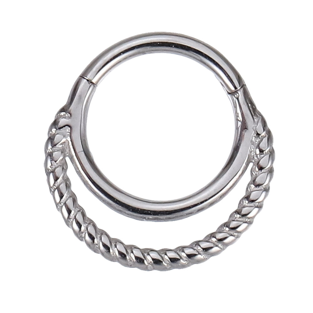 AAB Co stainless steel hinged BCR with rope design piercing ring
