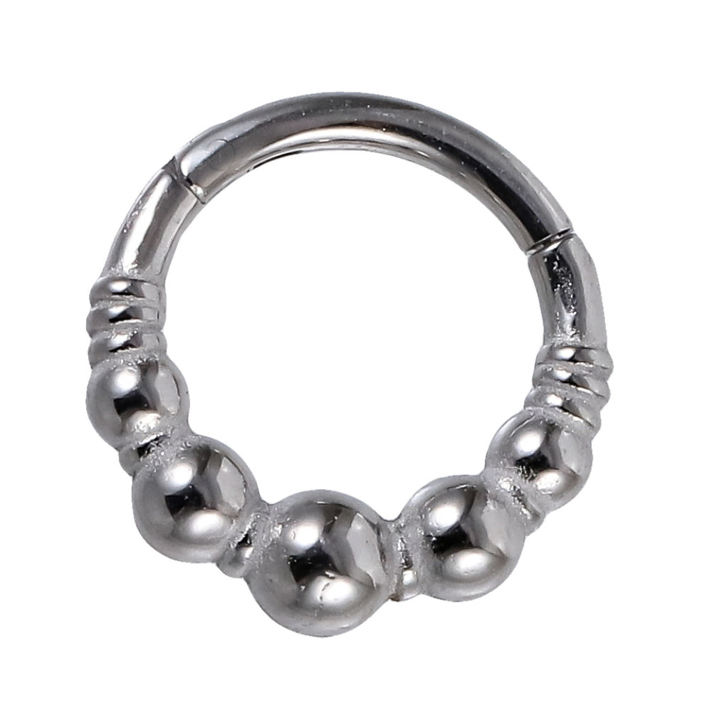 AAB Co stainless steel hinged BCR with ball and line design
