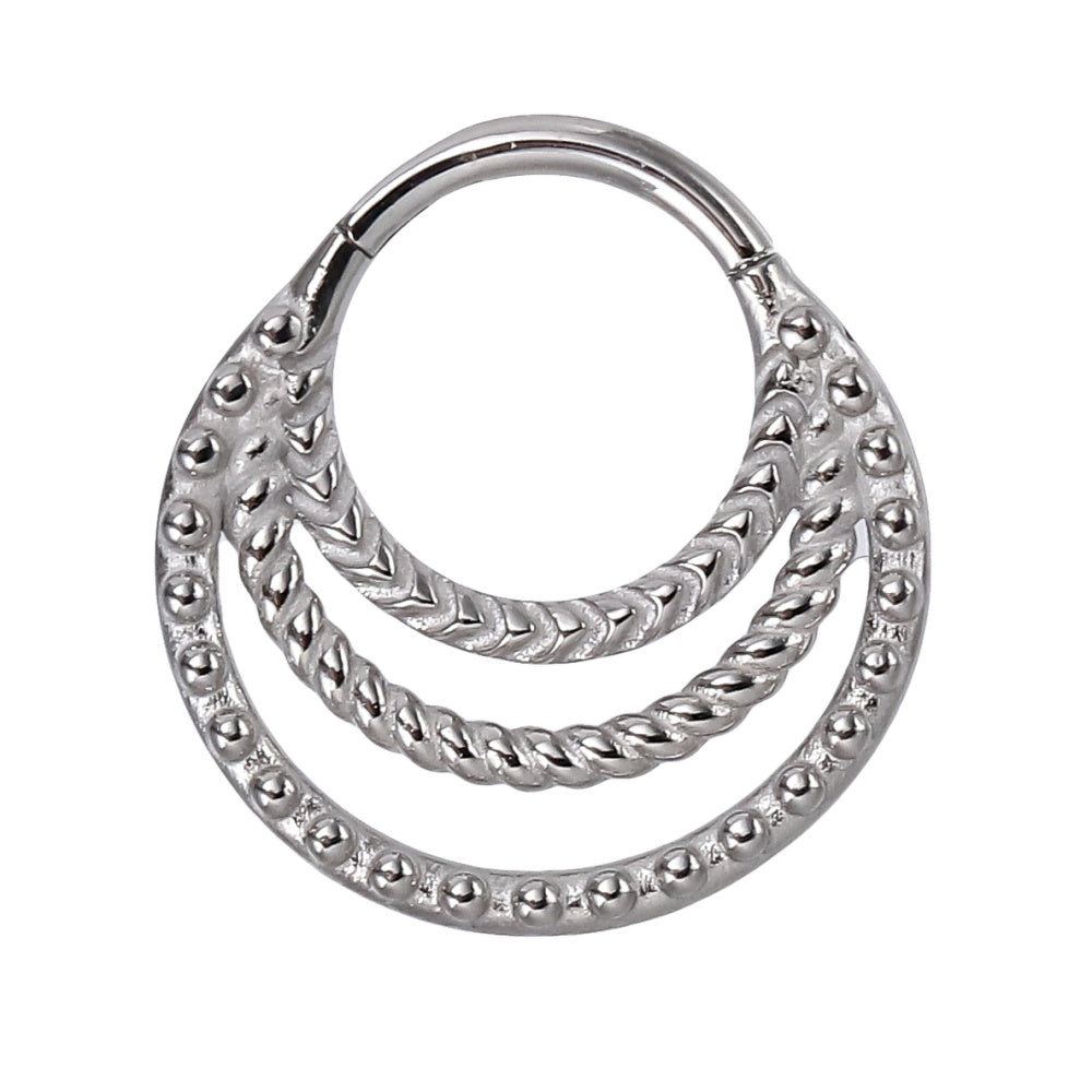 AAB Co stainless steel hinged BCR with rope and beads design

