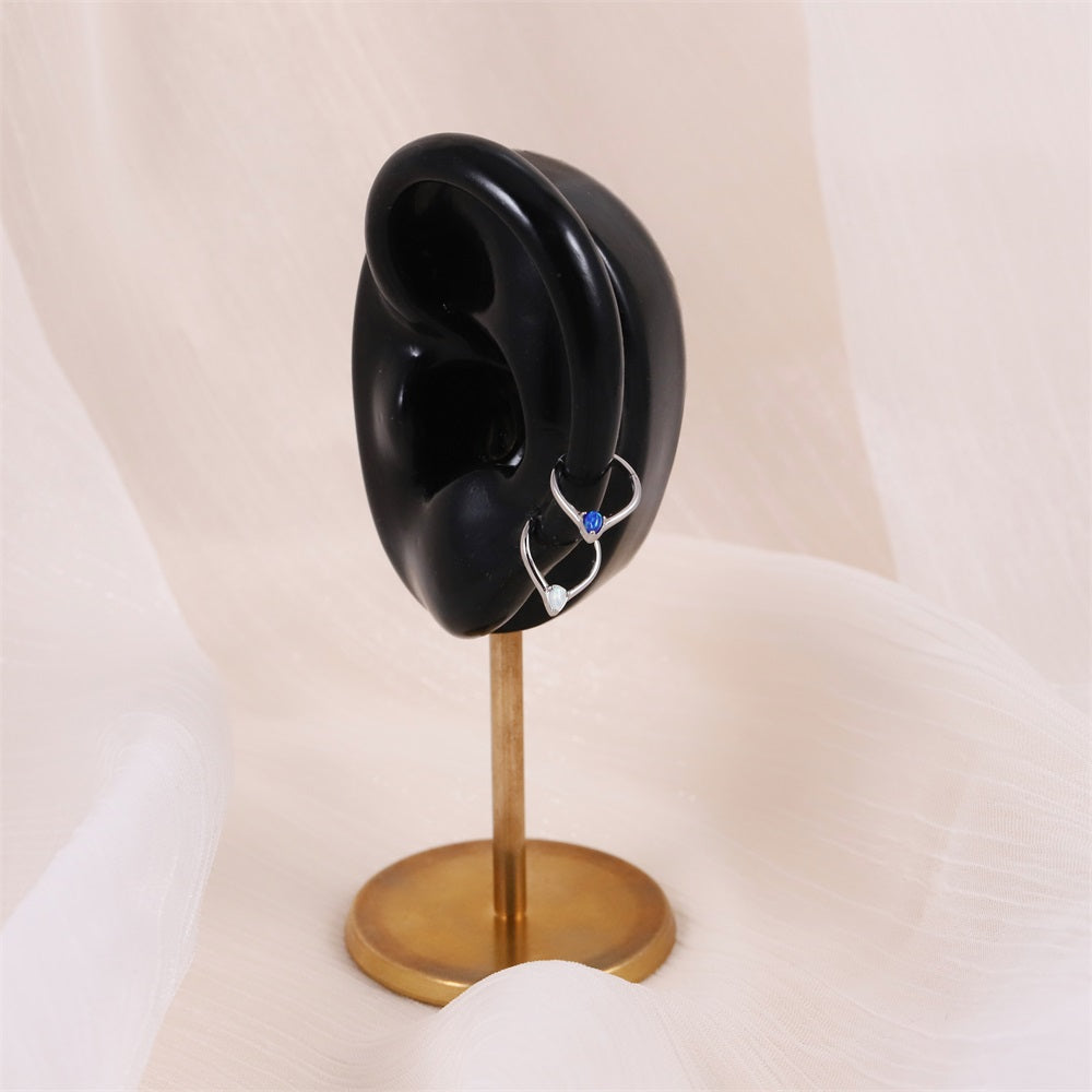 BCM67 STAINLESS STEEL HINGED BCR WITH DROP SHAPE OPAL