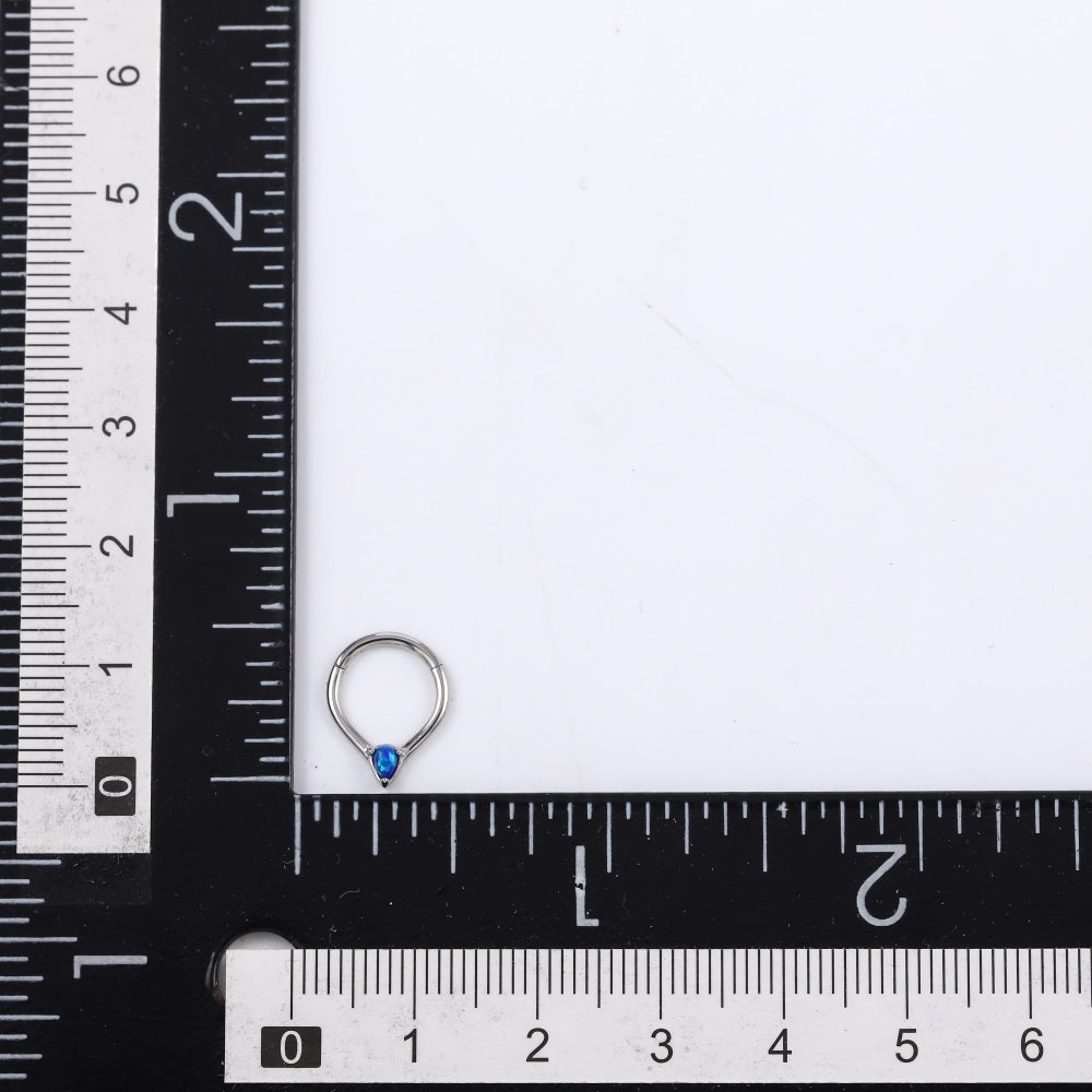 BCM67 STAINLESS STEEL HINGED BCR WITH DROP SHAPE OPAL