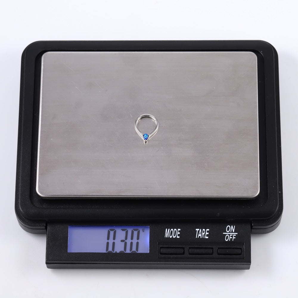 BCM67 STAINLESS STEEL HINGED BCR WITH DROP SHAPE OPAL