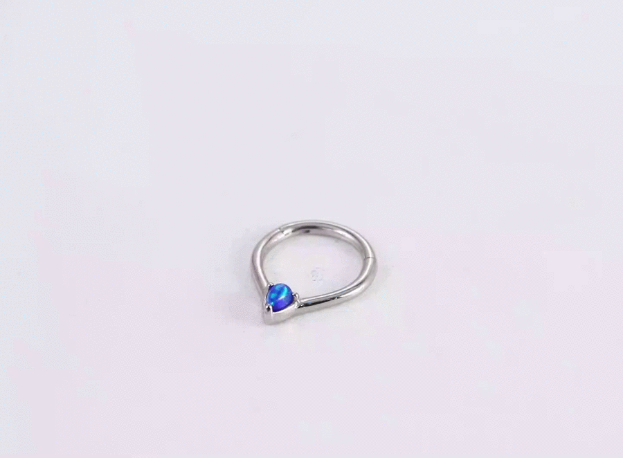 BCM67 STAINLESS STEEL HINGED BCR WITH DROP SHAPE OPAL