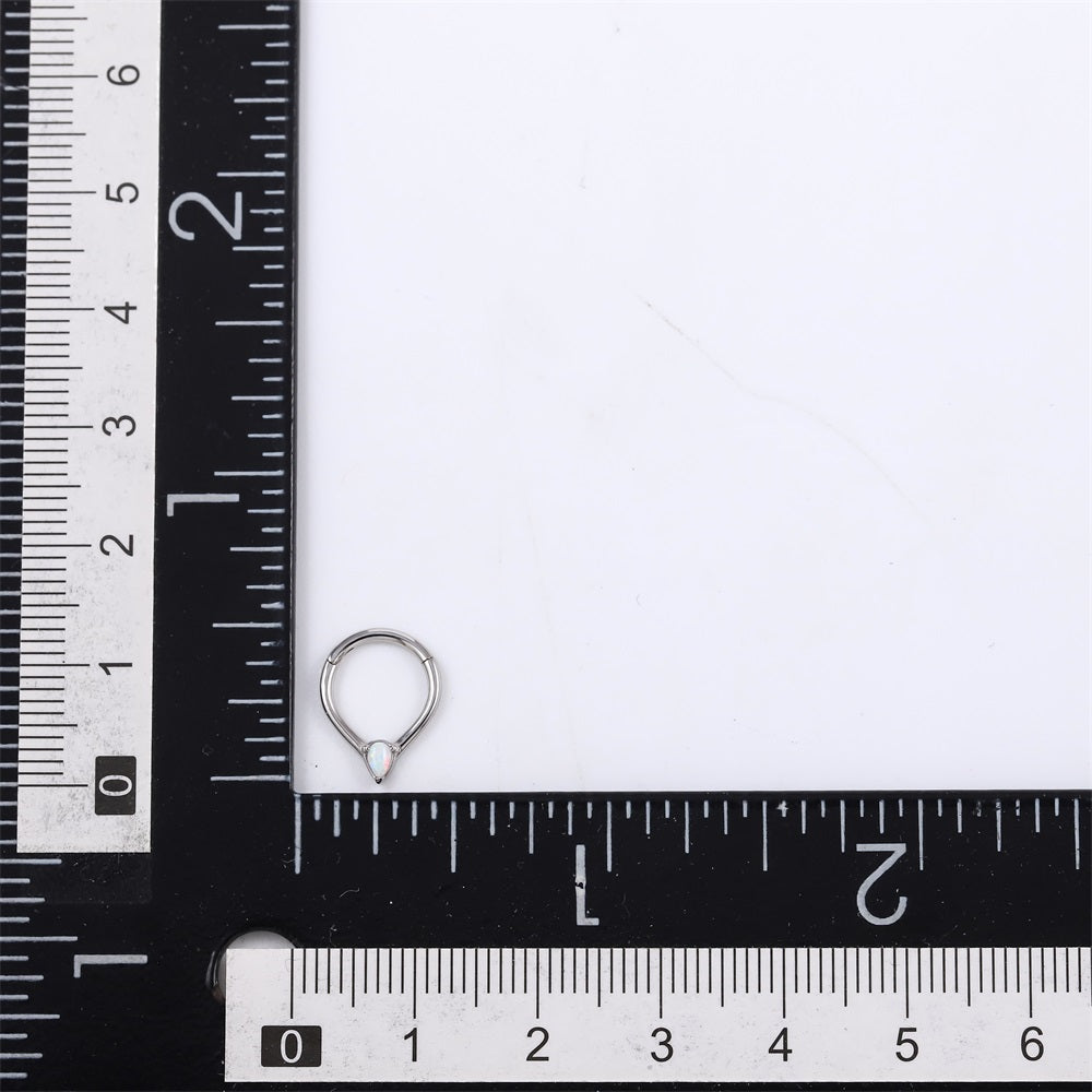 BCM67 STAINLESS STEEL HINGED BCR WITH DROP SHAPE OPAL