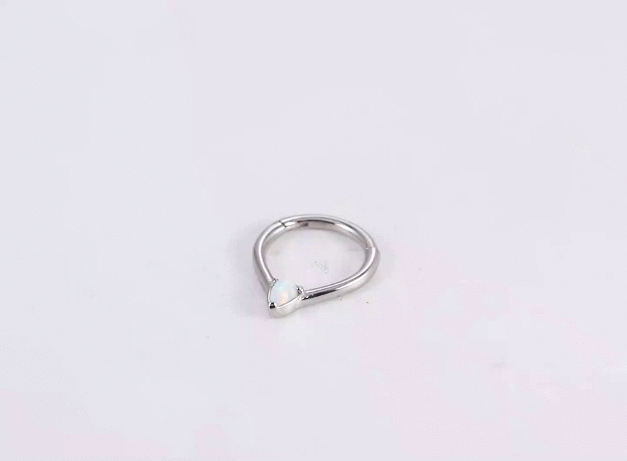 BCM67 STAINLESS STEEL HINGED BCR WITH DROP SHAPE OPAL