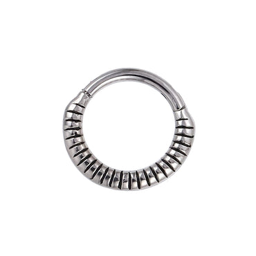 AAB Co stainless steel hinged BCR with line design in black oil finish
