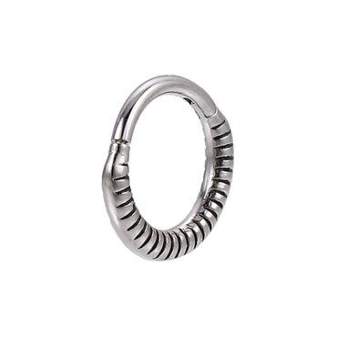 AAB Co stainless steel hinged BCR with line design in black oil finish
