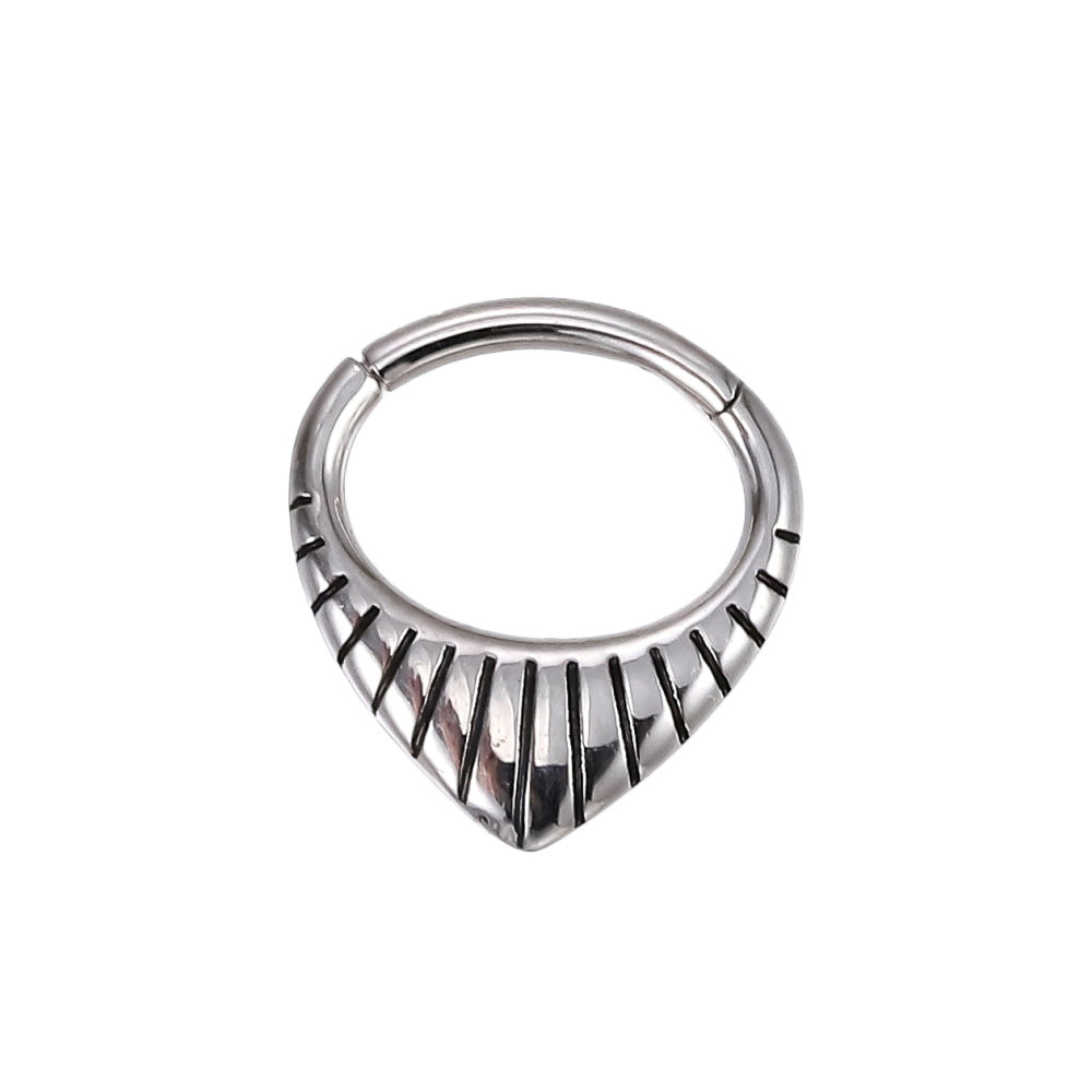 AAB Co stainless steel hinged BCR with line design in black oil finish
