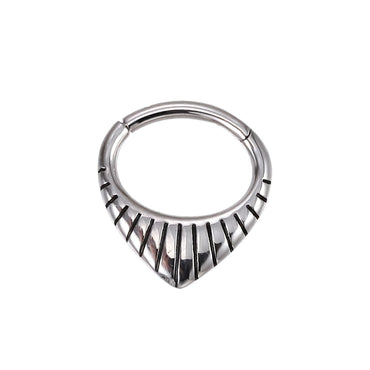 AAB Co stainless steel hinged BCR with line design in black oil finish

