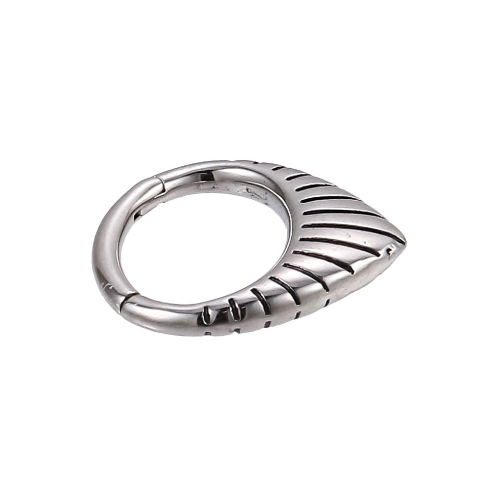 AAB Co stainless steel hinged BCR with line design in black oil finish
