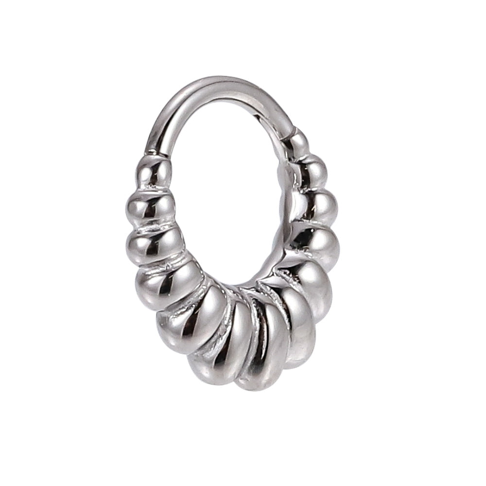 AAB Co stainless steel hinged BCR with beaded dome design
