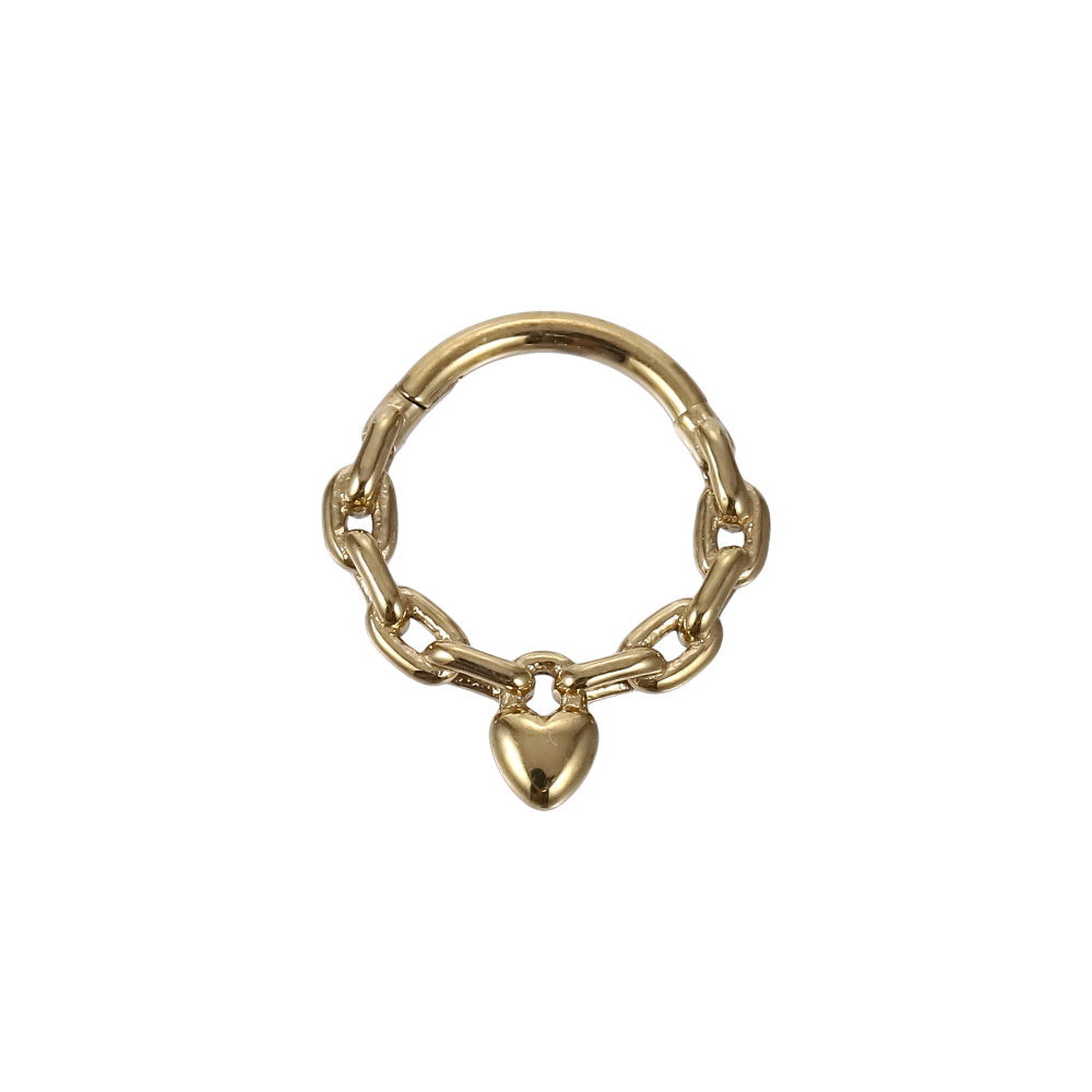 BCM74 STAINLESS STEEL HINGED BCR WITH HEART CHARM