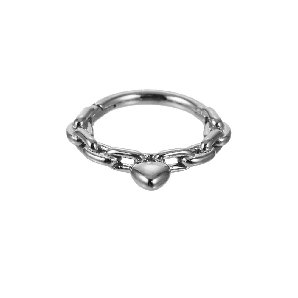 BCM74 STAINLESS STEEL HINGED BCR WITH HEART CHARM