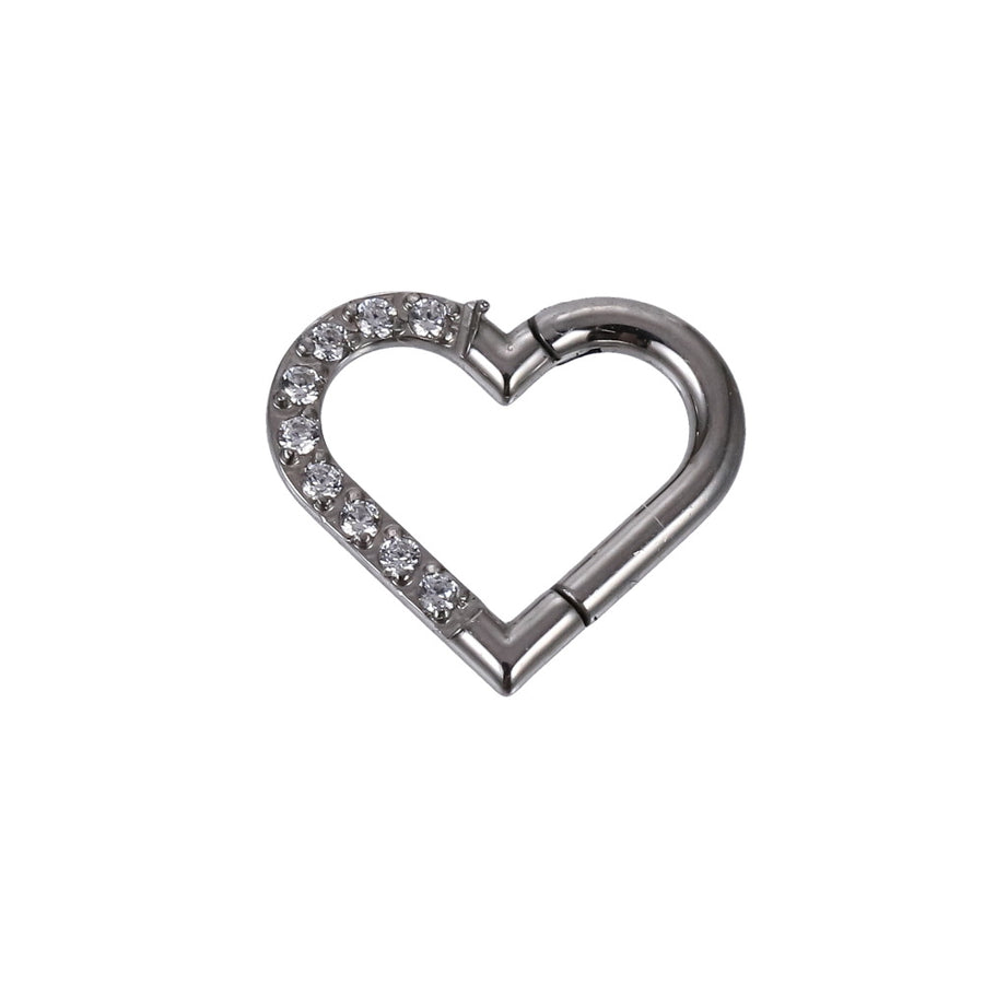 BCM75 STAINLESS STEEL HEART SHAPE HINGED BCR WITH CZ
