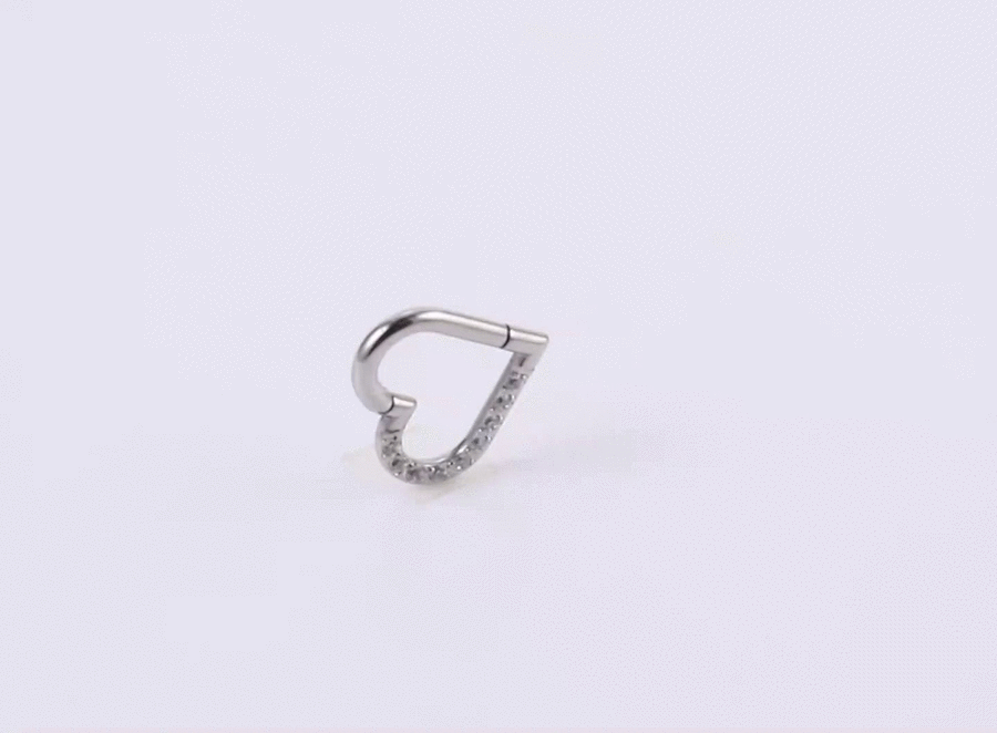 BCM75 STAINLESS STEEL HEART SHAPE HINGED BCR WITH CZ