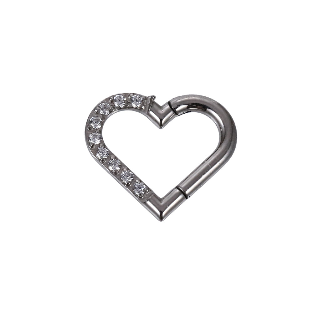 BCM75 STAINLESS STEEL HEART SHAPE HINGED BCR WITH CZ
