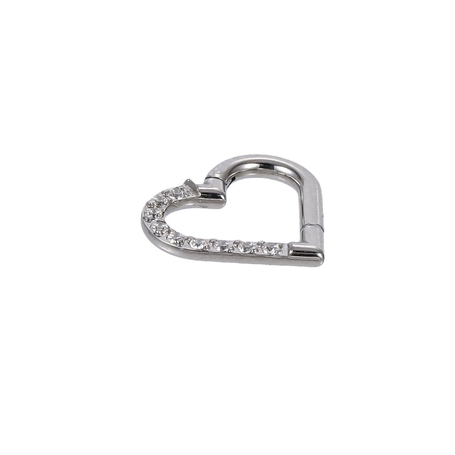 BCM75 STAINLESS STEEL HEART SHAPE HINGED BCR WITH CZ