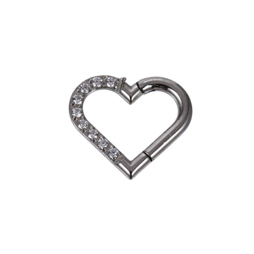 BCM75 STAINLESS STEEL HEART SHAPE HINGED BCR WITH CZ