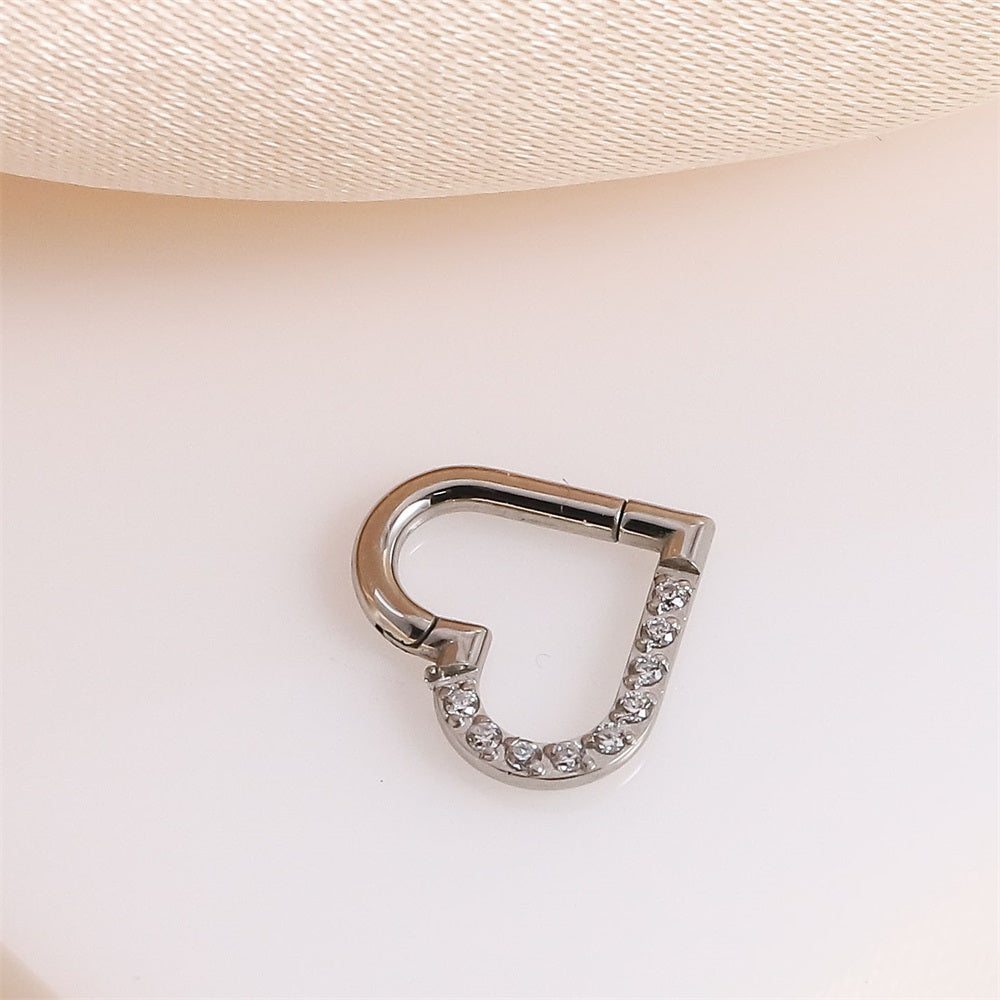 BCM75 STAINLESS STEEL HEART SHAPE HINGED BCR WITH CZ