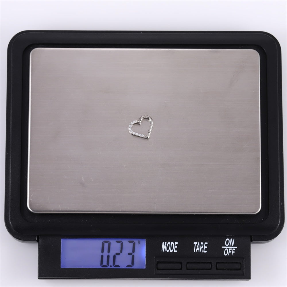 BCM75 STAINLESS STEEL HEART SHAPE HINGED BCR WITH CZ