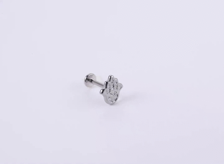 BLBJ29 STAINLESS STEEL INTERNAL THREAD LABERT WITH PALM DESIGN