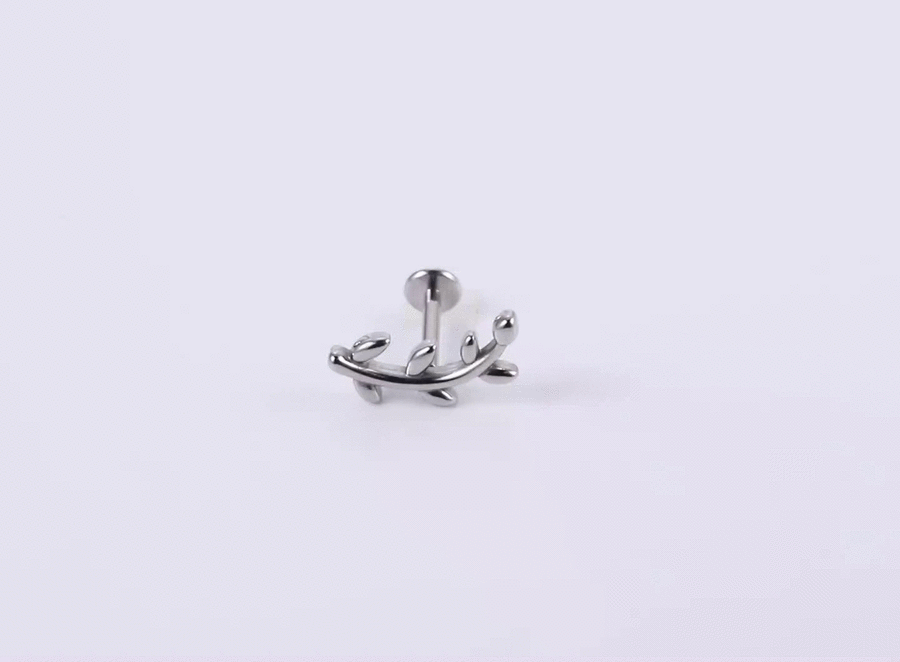 BLBJ30 STAINLESS STEEL INTERNAL THREAD LABRET WITH LEAF DEISGN