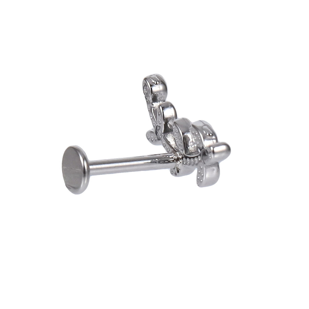 BLBJ30 STAINLESS STEEL INTERNAL THREAD LABRET WITH LEAF DEISGN