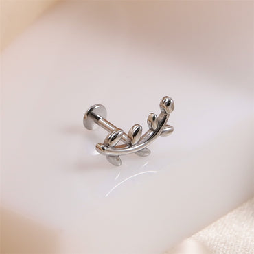 BLBJ30 STAINLESS STEEL INTERNAL THREAD LABRET WITH LEAF DEISGN