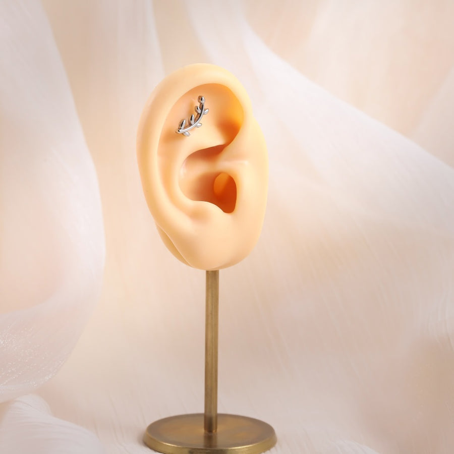 BLBJ30 STAINLESS STEEL INTERNAL THREAD LABRET WITH LEAF DEISGN