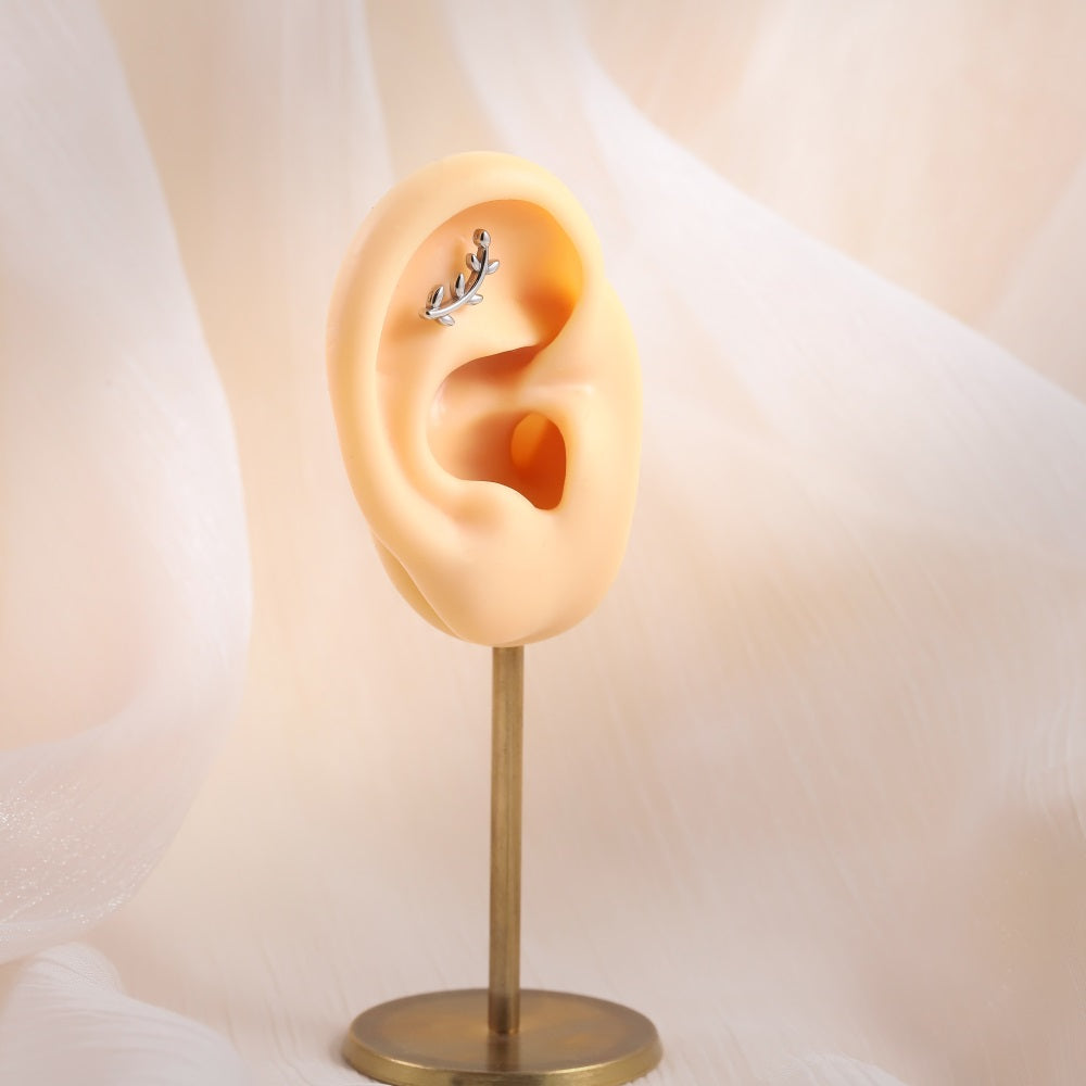 BLBJ30 STAINLESS STEEL INTERNAL THREAD LABRET WITH LEAF DEISGN